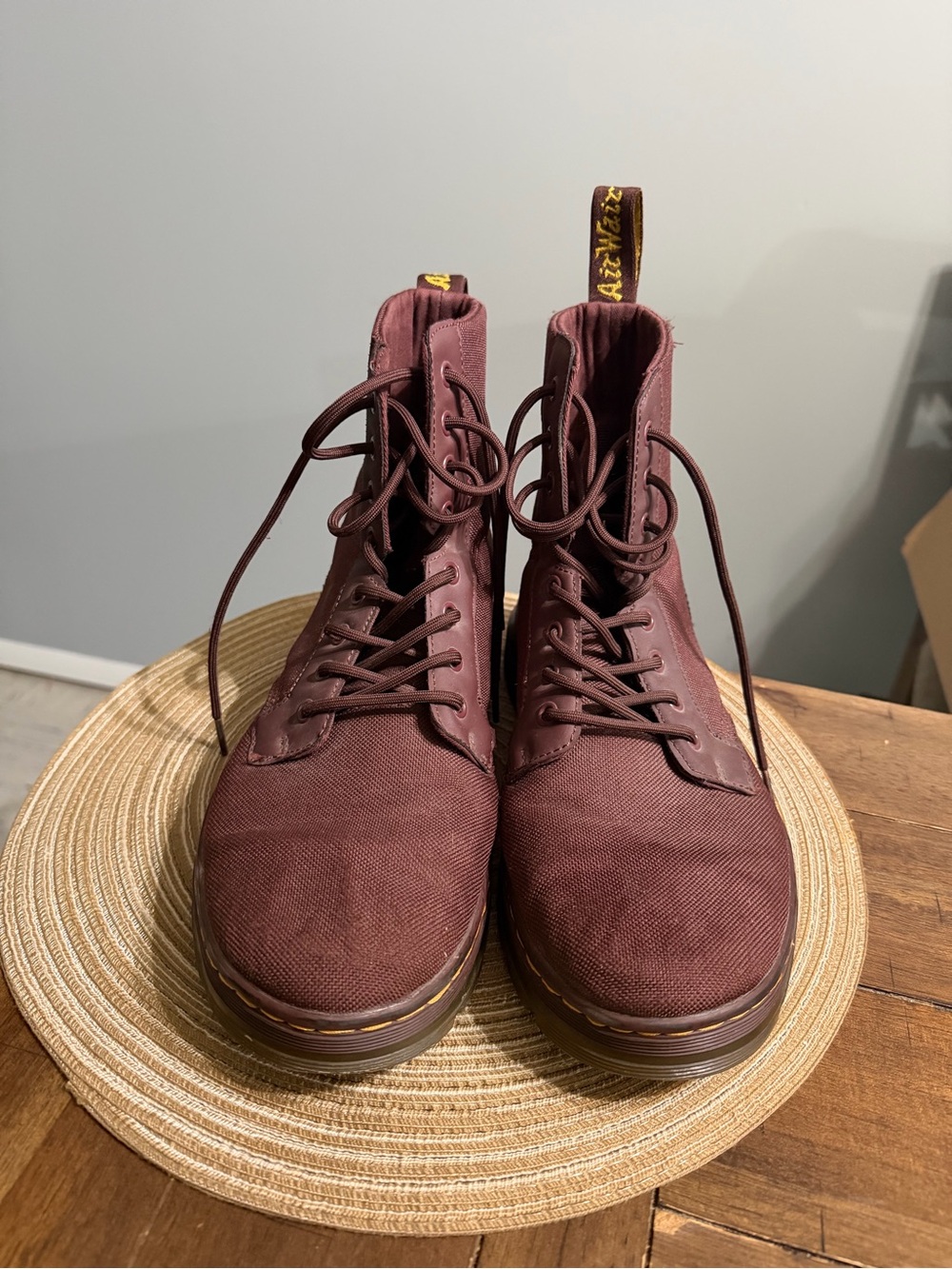 Dr. Martens Men's Burgundy 8-Eye Canvas Lace-Up Boots US10 Men / US11 Women